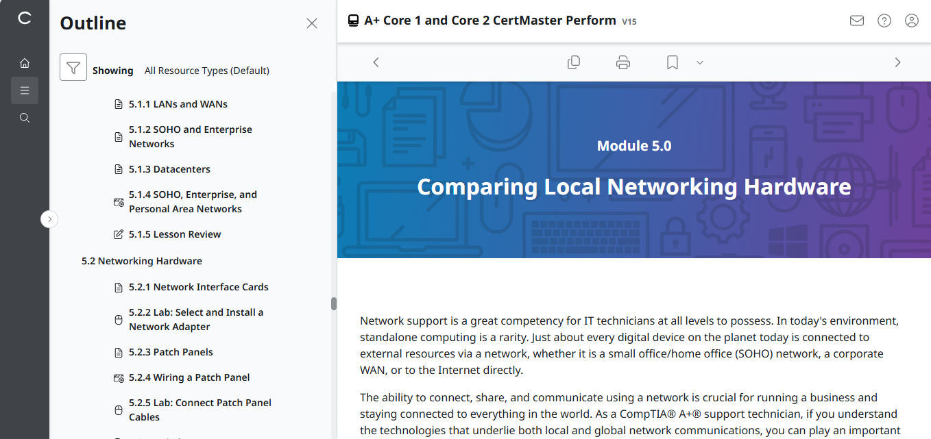 CompTIA A+ Core 1 & 2 CertMaster Perform  (V15)